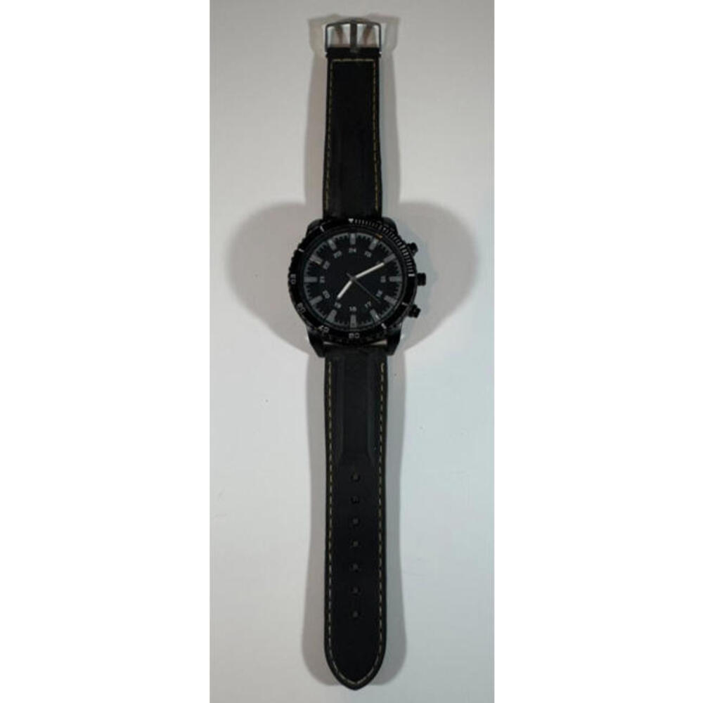 Men's Large Dial Sport Fashion Wrist Watch. Black Background Rubber Strap